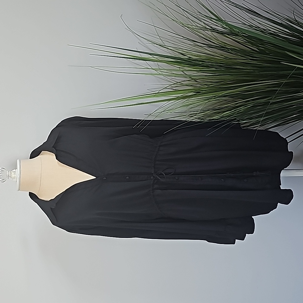 Shore Button Up Black Lightweight Dress